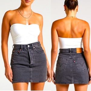 LEVI'S Vintage Skirt in Washed Noir Black Sz 26 Jean Denim Mini